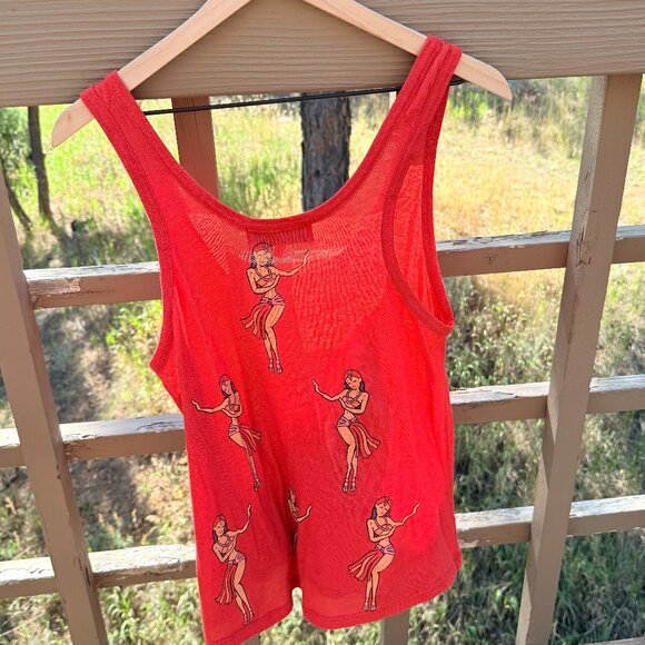 Wildfox Dancing Hula Girls Red Tank Top - Picture 3 of 6